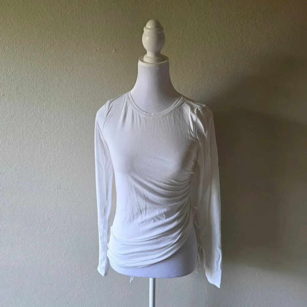 Lululemon White Cinch It Long Sleeve Shirt